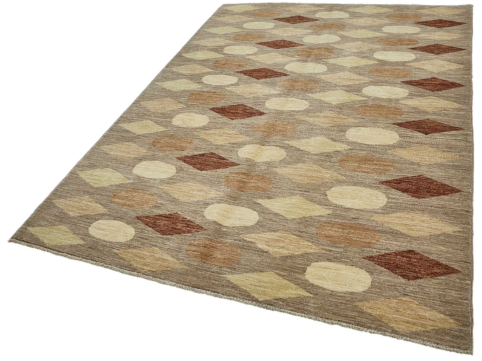 5x8 Beige Handmade Geometric Oushak Rug - 51513