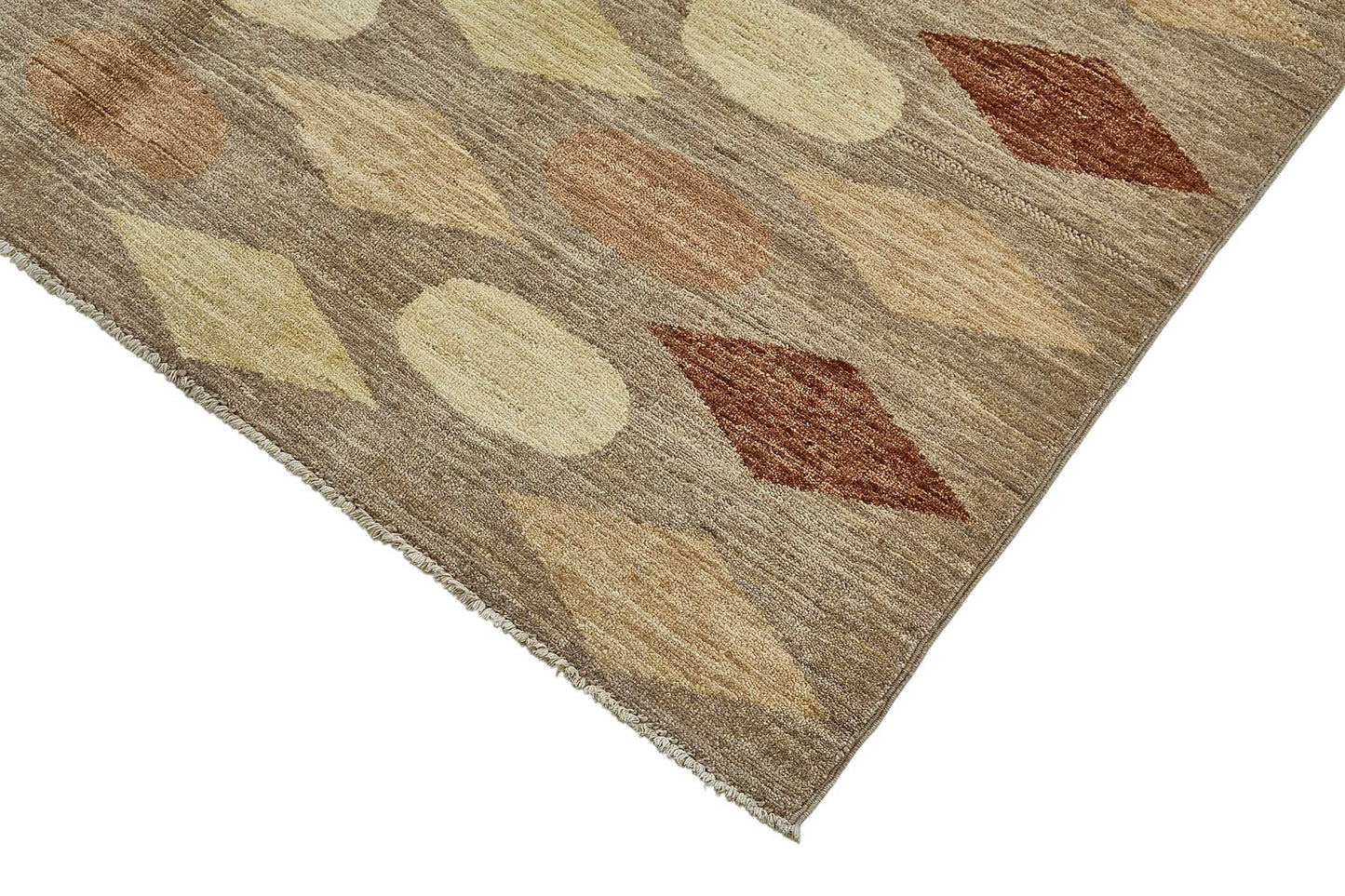5x8 Beige Handmade Geometric Oushak Rug - 51513