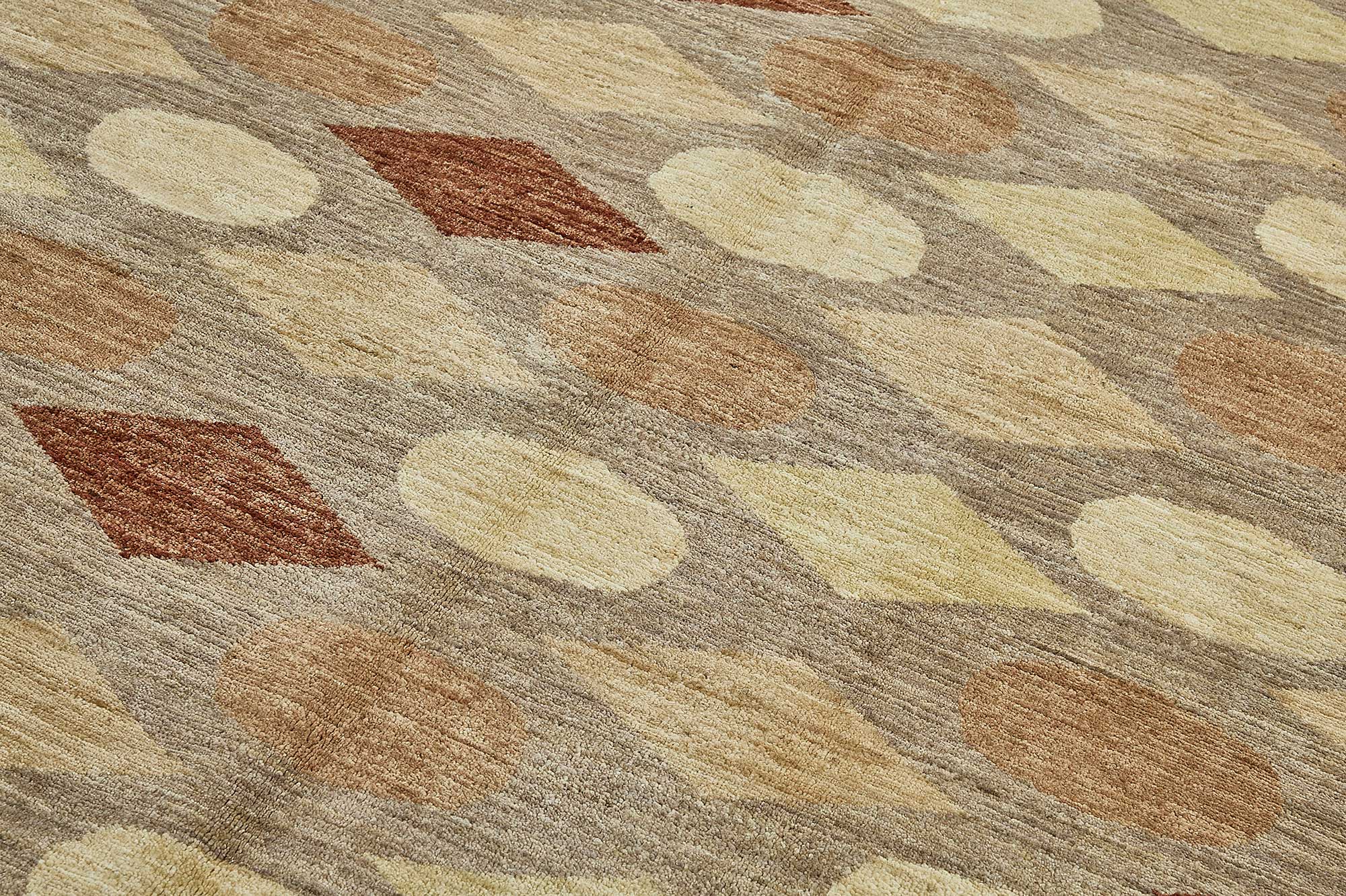 5x8 Beige Handmade Geometric Oushak Rug - 51513
