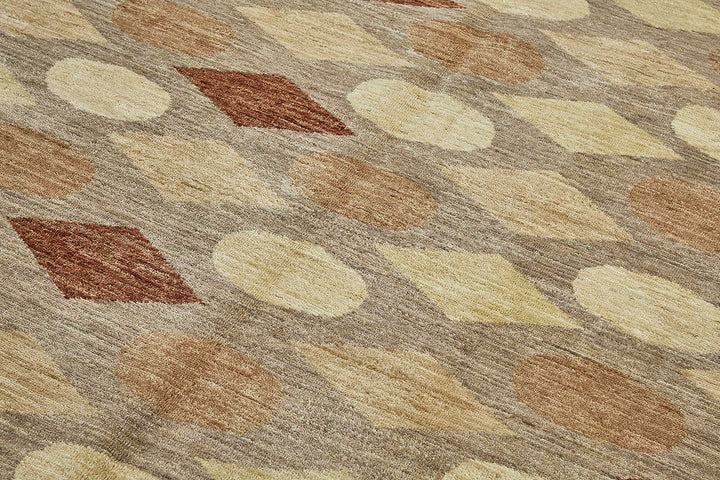 5x8 Beige Handmade Geometric Oushak Rug - 51513