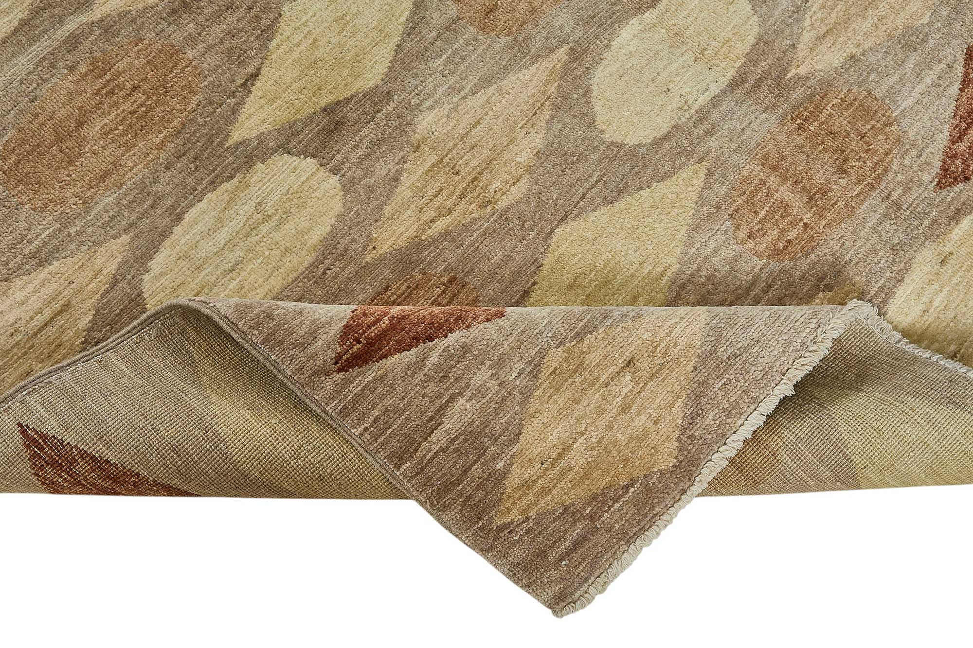 5x8 Beige Handmade Geometric Oushak Rug - 51513