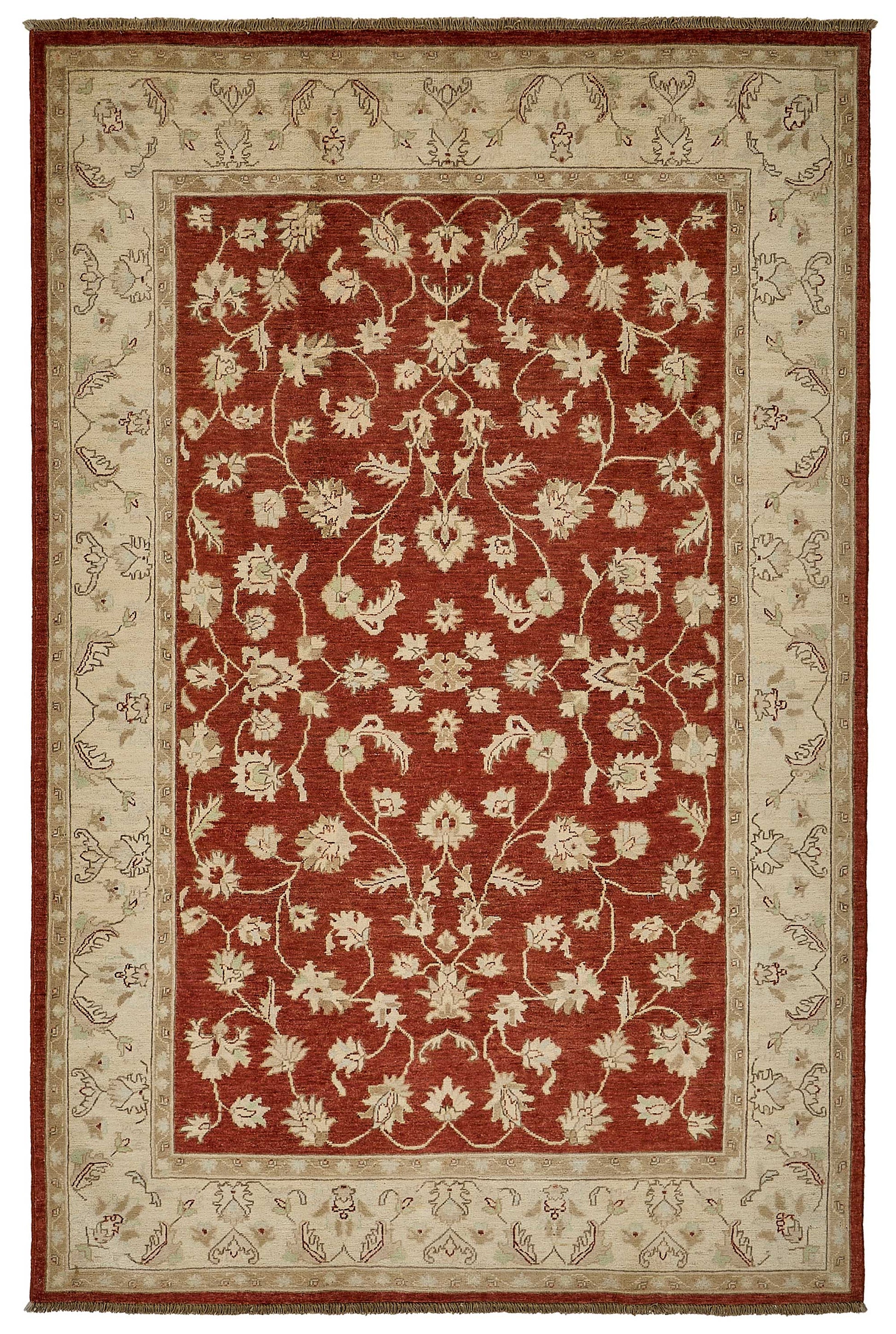 6x9 Red Turkish Floral Oushak Rug - 51515