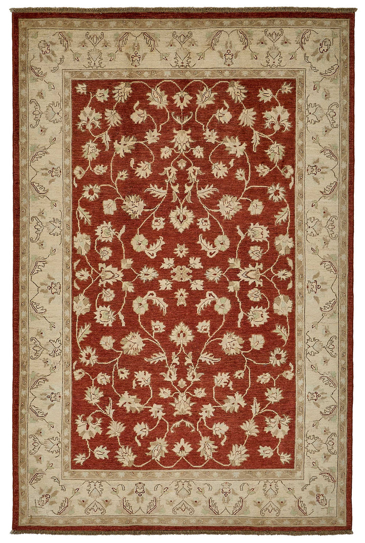 6x9 Red Turkish Floral Oushak Rug - 51515