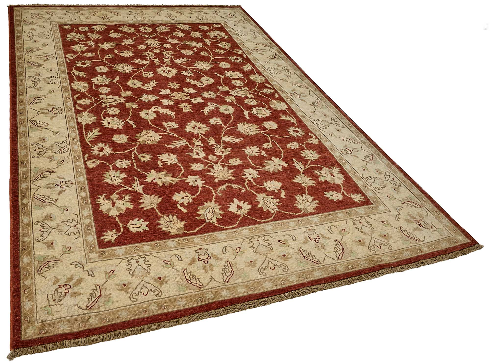 6x9 Red Turkish Floral Oushak Rug - 51515