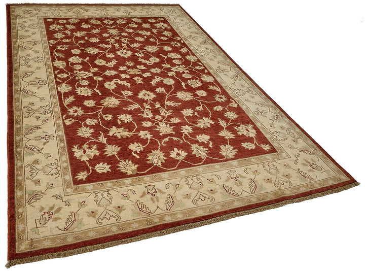6x9 Red Turkish Floral Oushak Rug - 51515