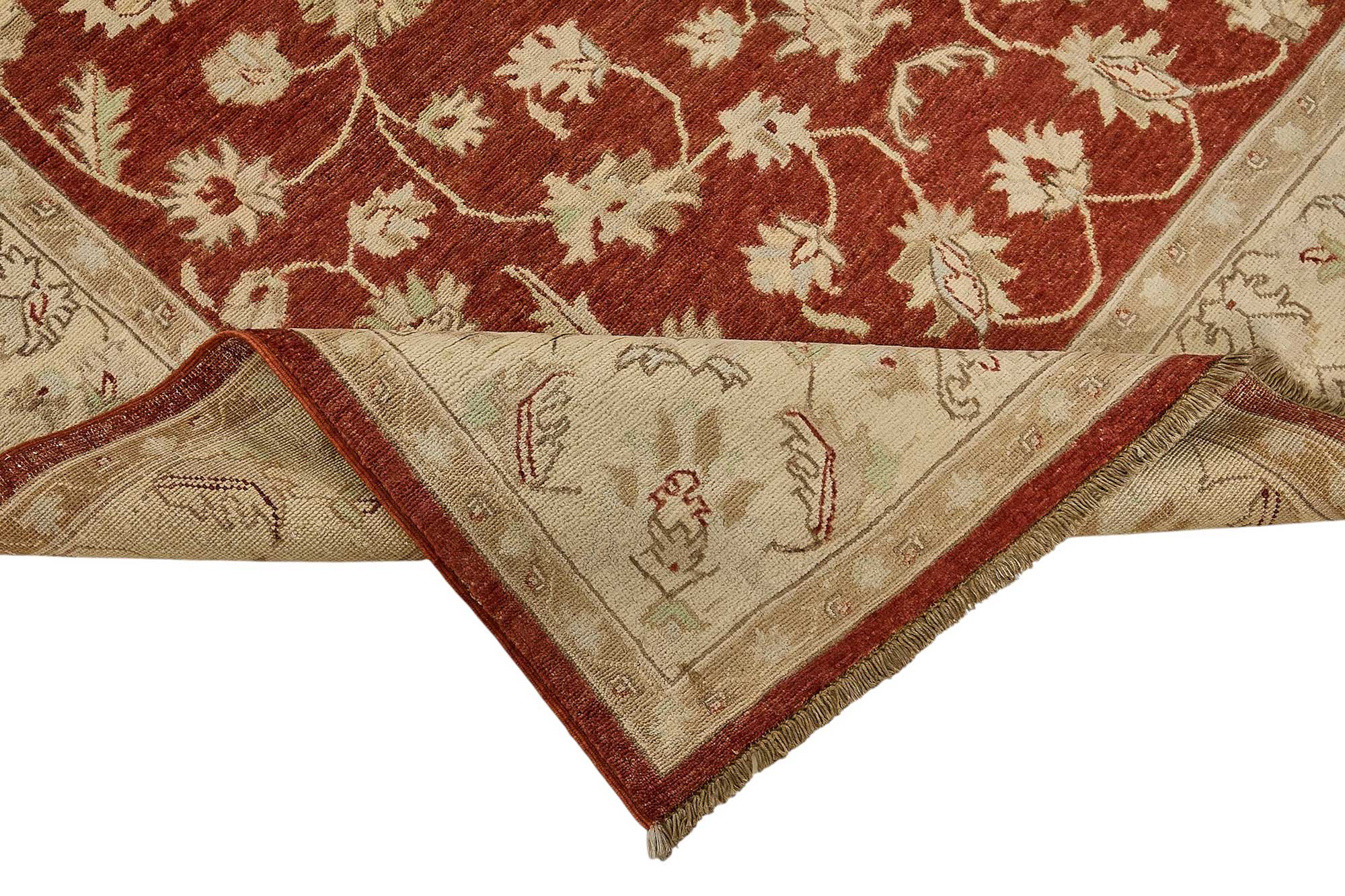 6x9 Red Turkish Floral Oushak Rug - 51515