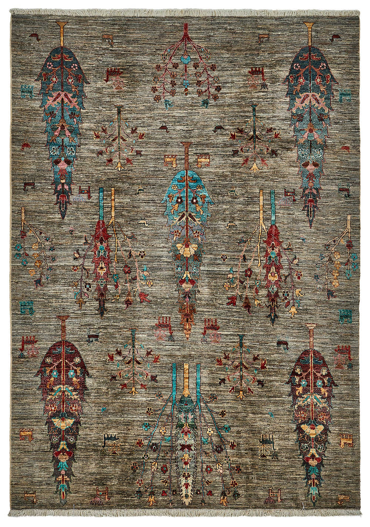 6x8 Grey Handmade Tribal Oushak Rug - 51517