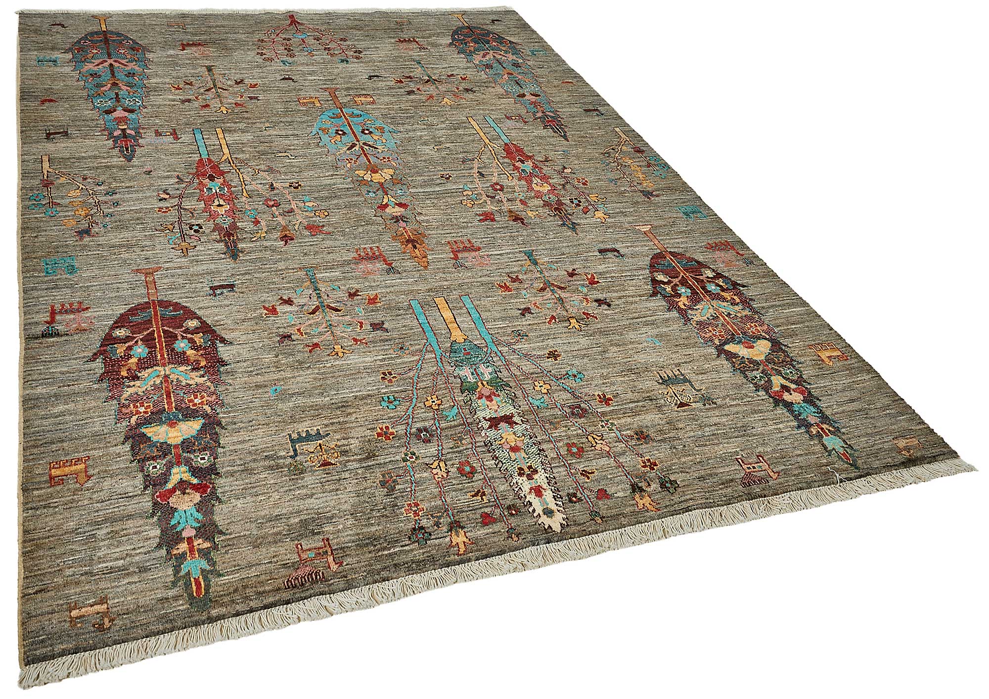 6x8 Grey Handmade Tribal Oushak Rug - 51517