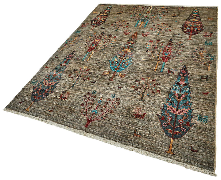 6x8 Grey Handmade Tribal Oushak Rug - 51517
