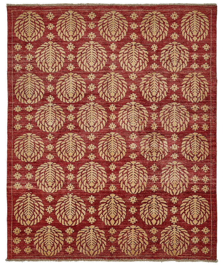 7x8 Red Handmade Floral Oushak Rug - 51518
