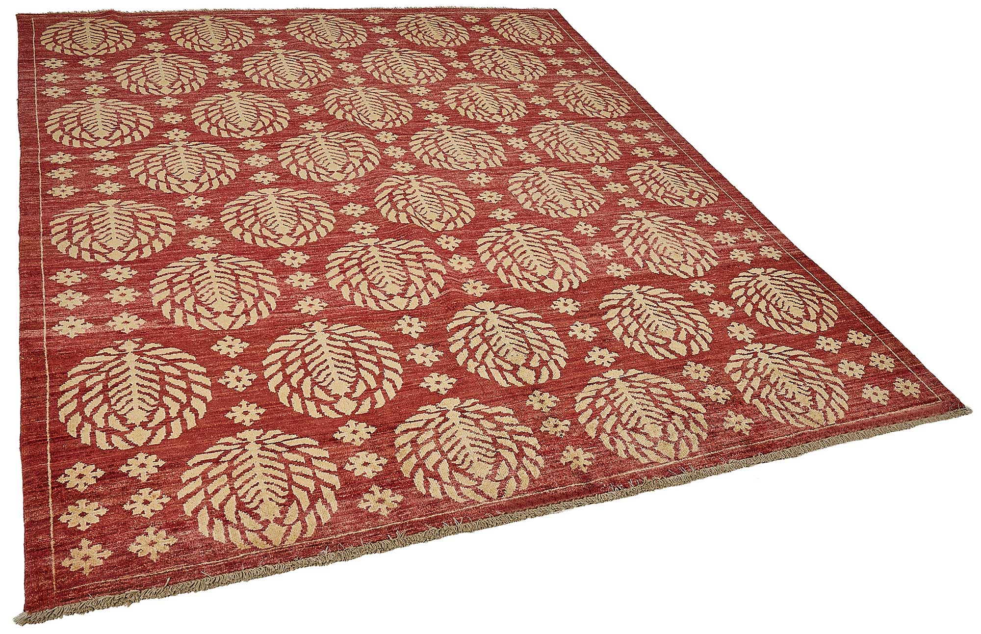 7x8 Red Handmade Floral Oushak Rug - 51518