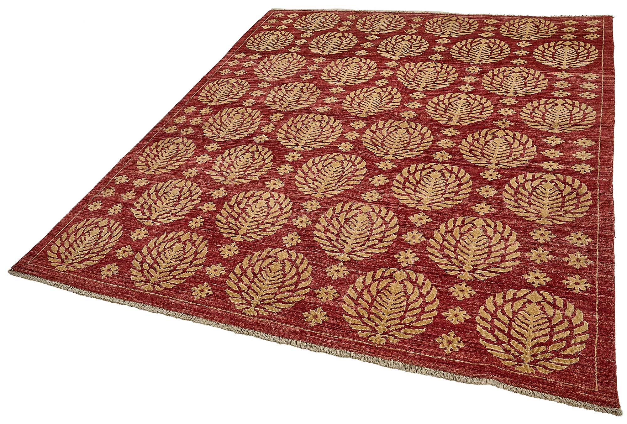 7x8 Red Handmade Floral Oushak Rug - 51518