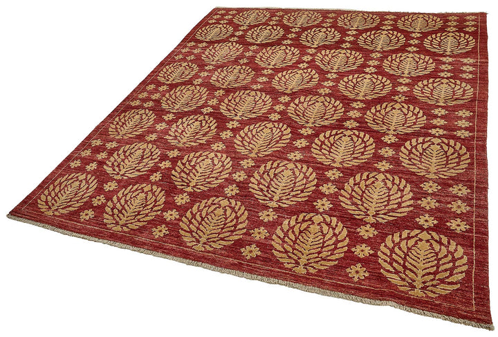 7x8 Red Handmade Floral Oushak Rug - 51518
