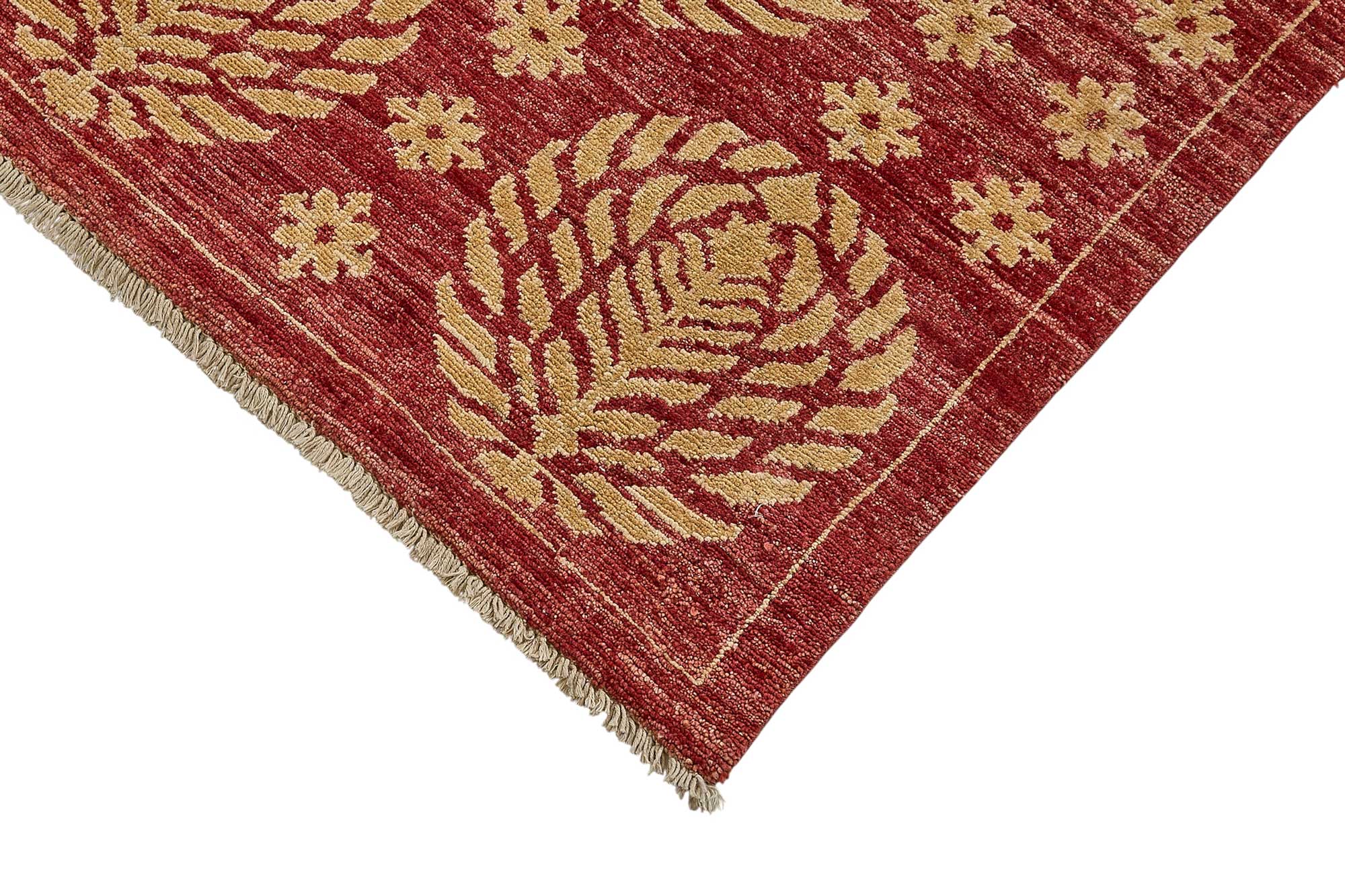 7x8 Red Handmade Floral Oushak Rug - 51518