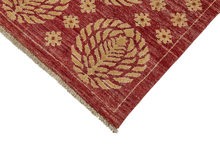 7x8 Red Handmade Floral Oushak Rug - 51518