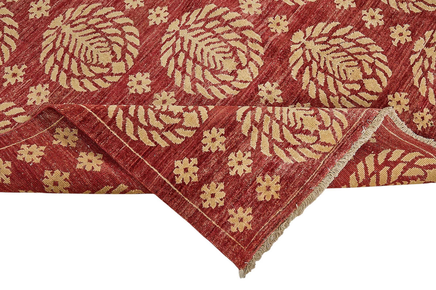 7x8 Red Handmade Floral Oushak Rug - 51518