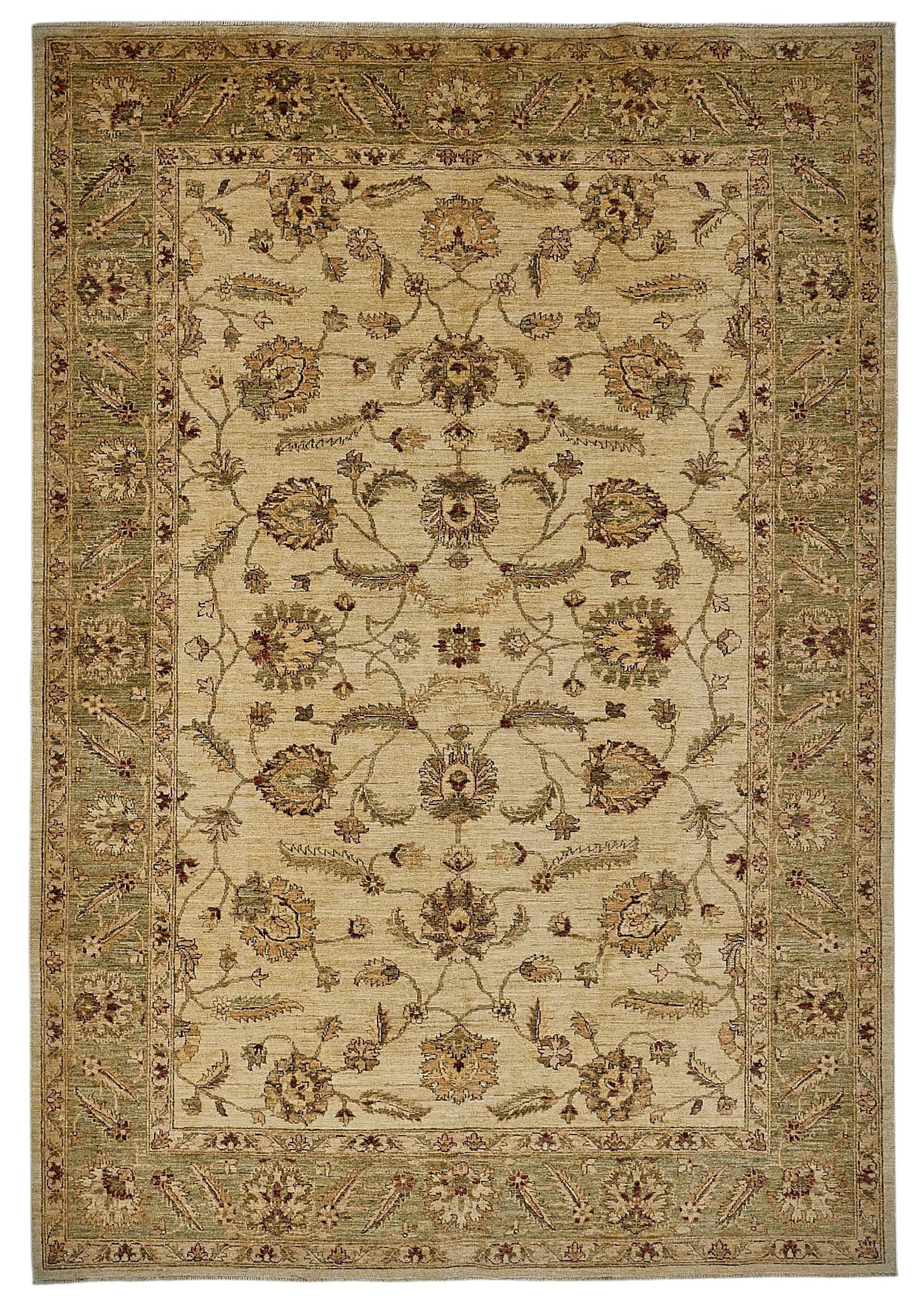 6x9 Beige Turkish Floral Oushak Rug - 51519