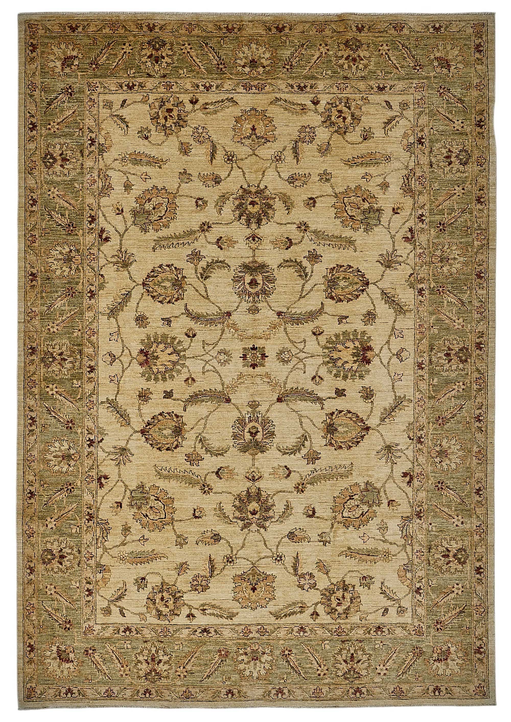 6x9 Beige Turkish Floral Oushak Rug - 51519