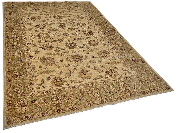 6x9 Beige Turkish Floral Oushak Rug - 51519