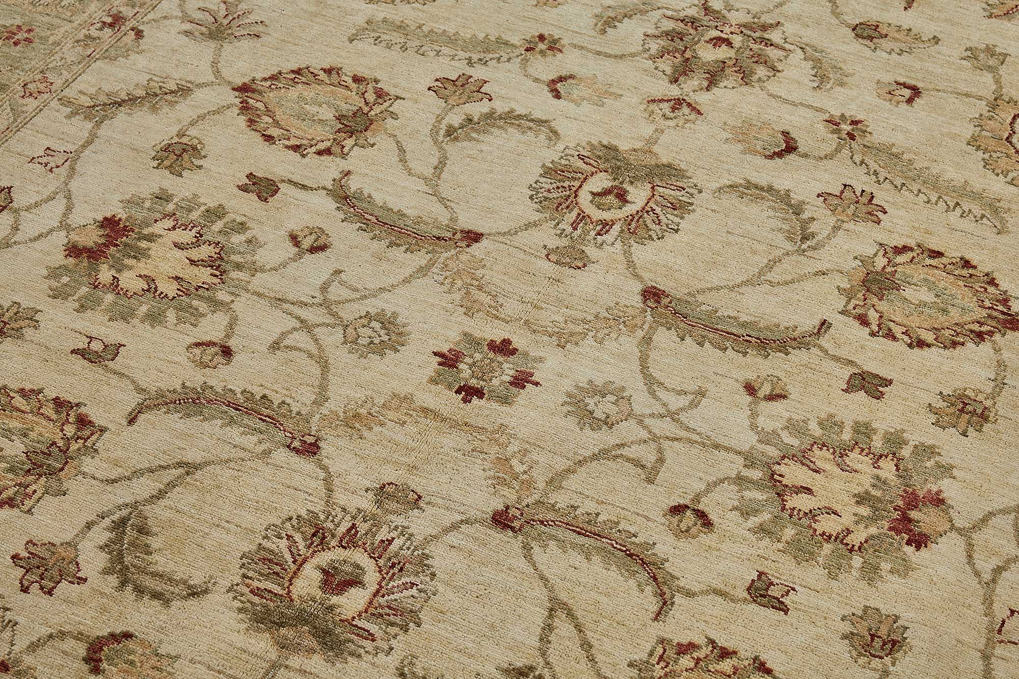 6x9 Beige Turkish Floral Oushak Rug - 51519