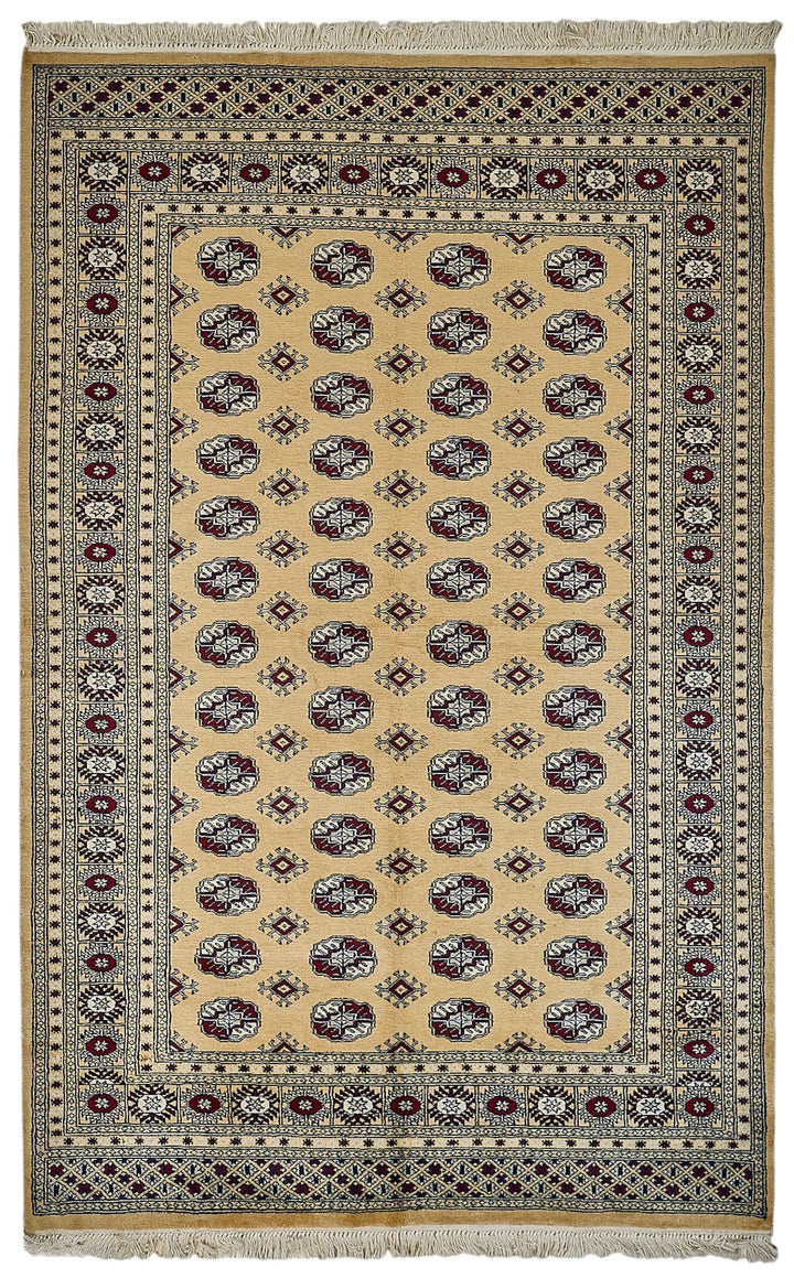 5x8 Beige Turkish Geometric Oushak Rug - 51523