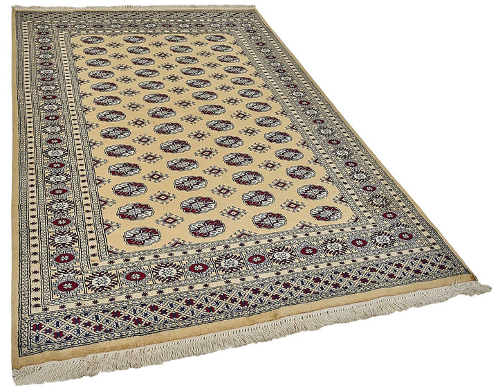 5x8 Beige Turkish Geometric Oushak Rug - 51523