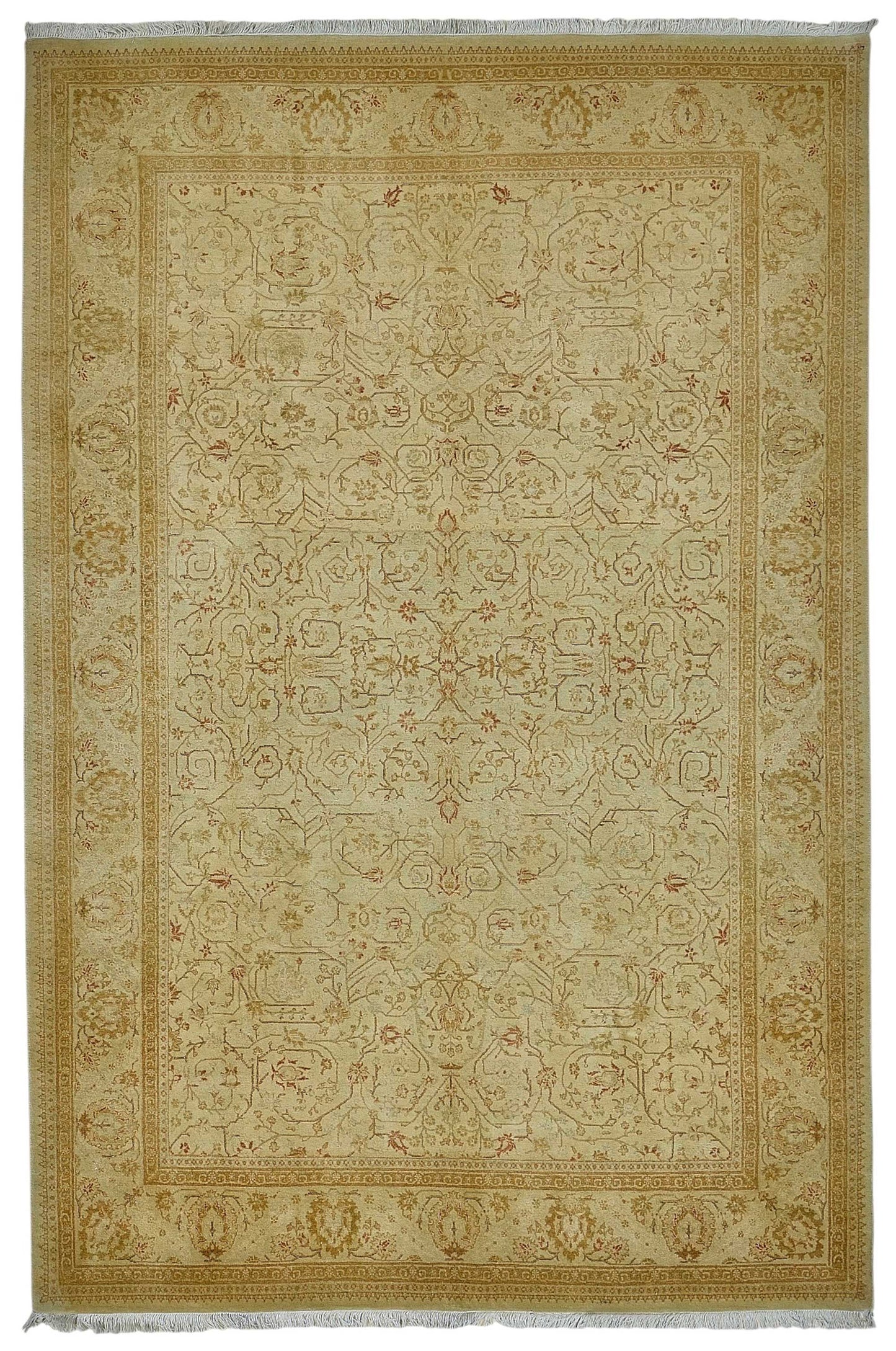 6x9 Beige Traditional Floral Oushak Rug - 51525