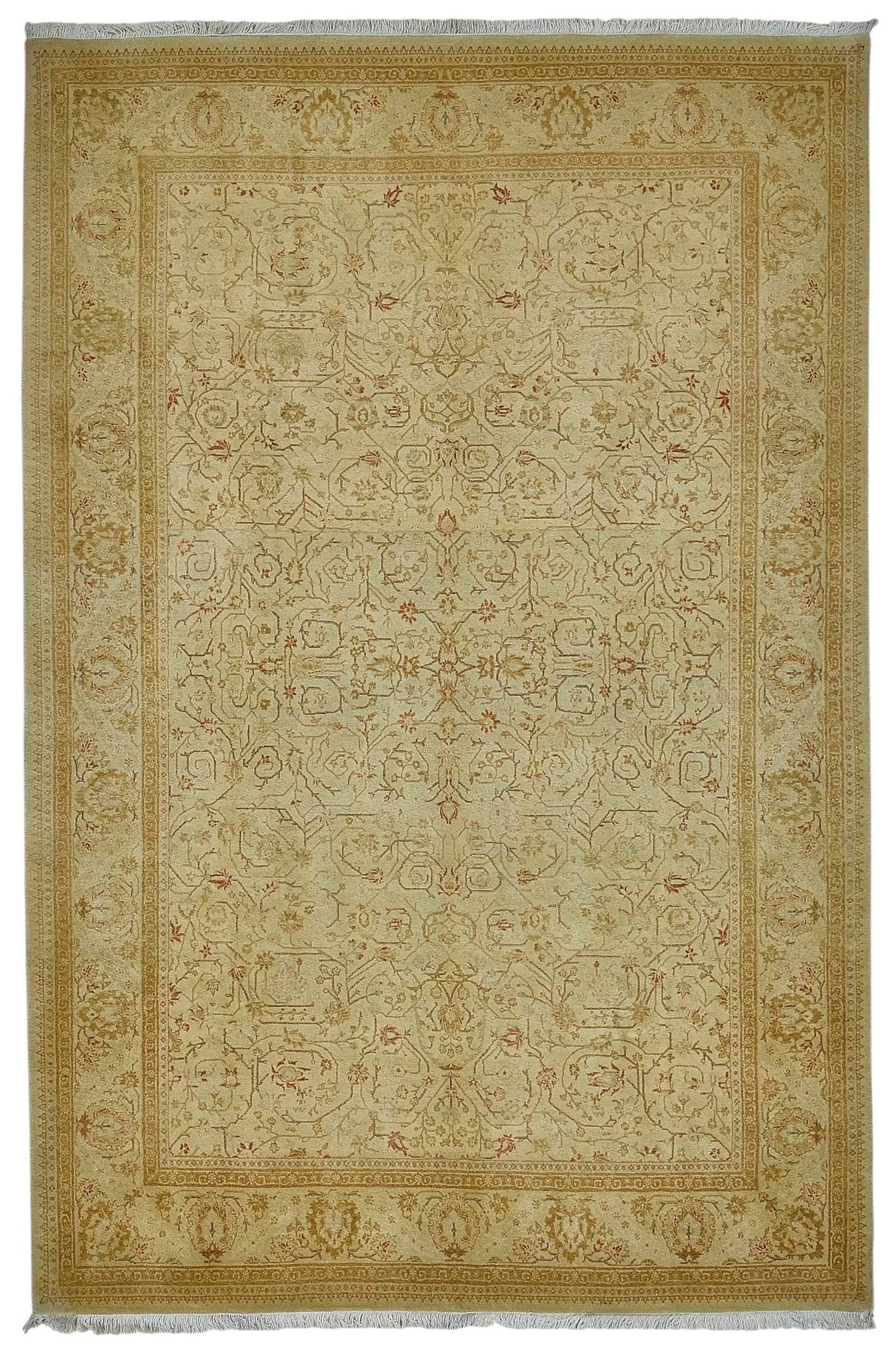 6x9 Beige Traditional Floral Oushak Rug - 51525