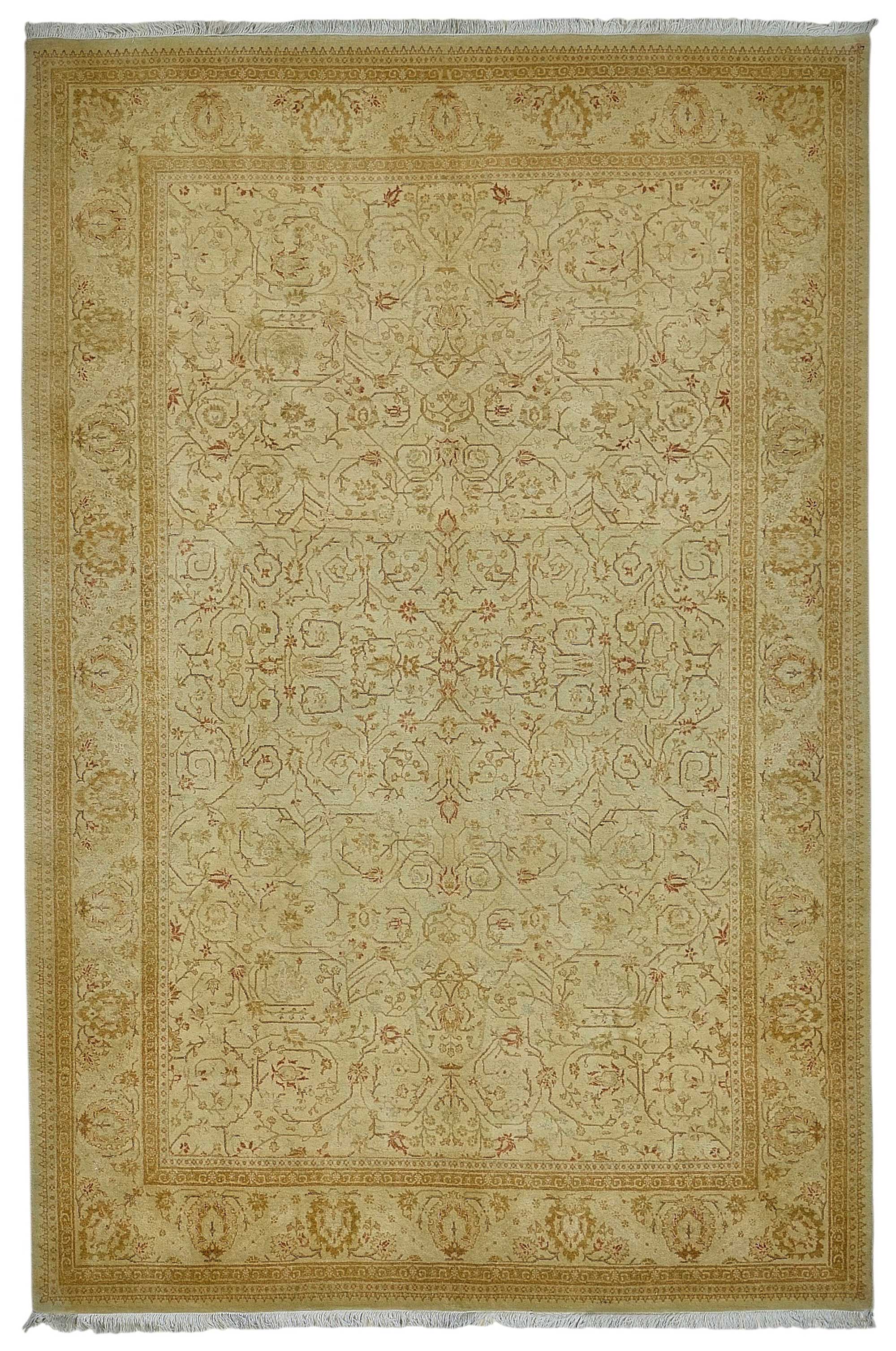 6x9 Beige Traditional Floral Oushak Rug - 51525