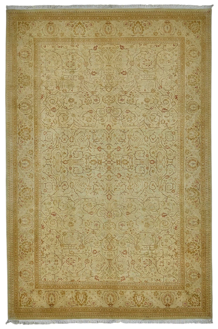 6x9 Beige Traditional Floral Oushak Rug - 51525