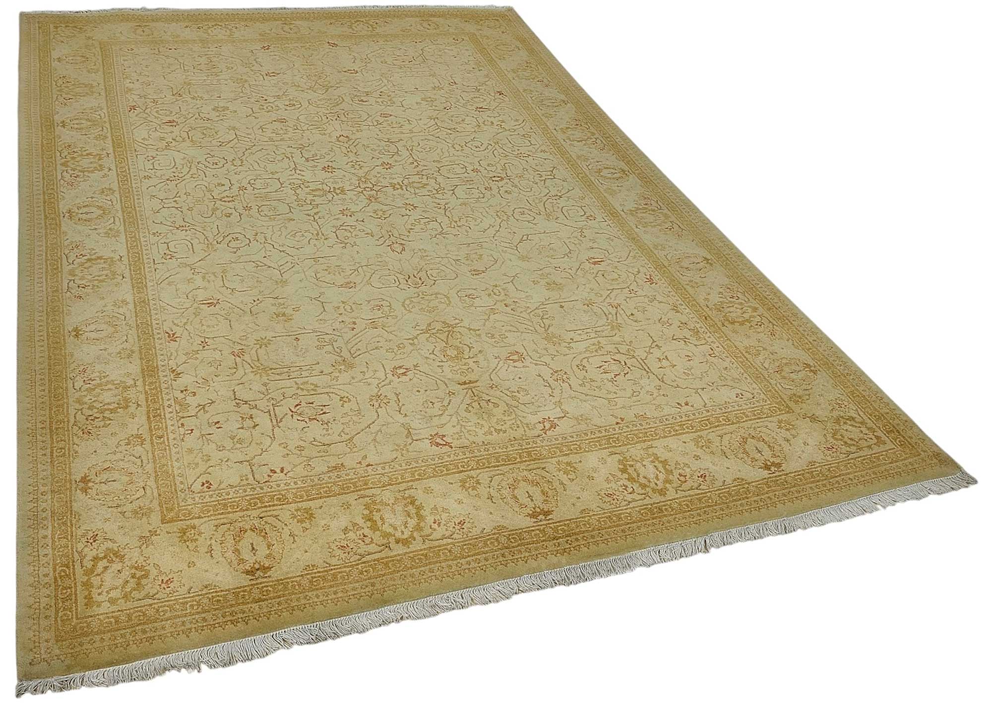6x9 Beige Traditional Floral Oushak Rug - 51525