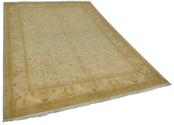6x9 Beige Traditional Floral Oushak Rug - 51525