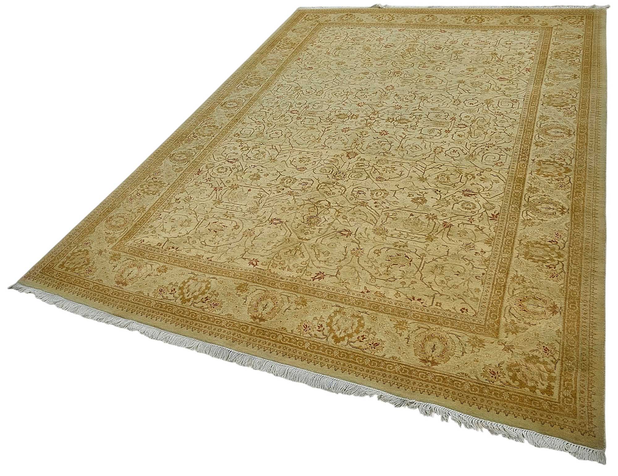6x9 Beige Traditional Floral Oushak Rug - 51525