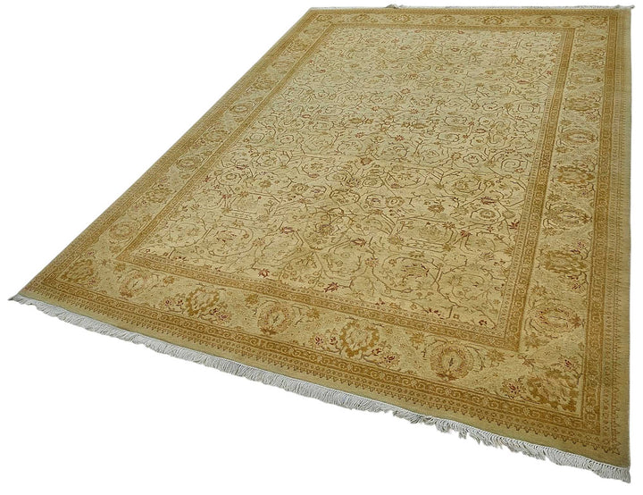6x9 Beige Traditional Floral Oushak Rug - 51525