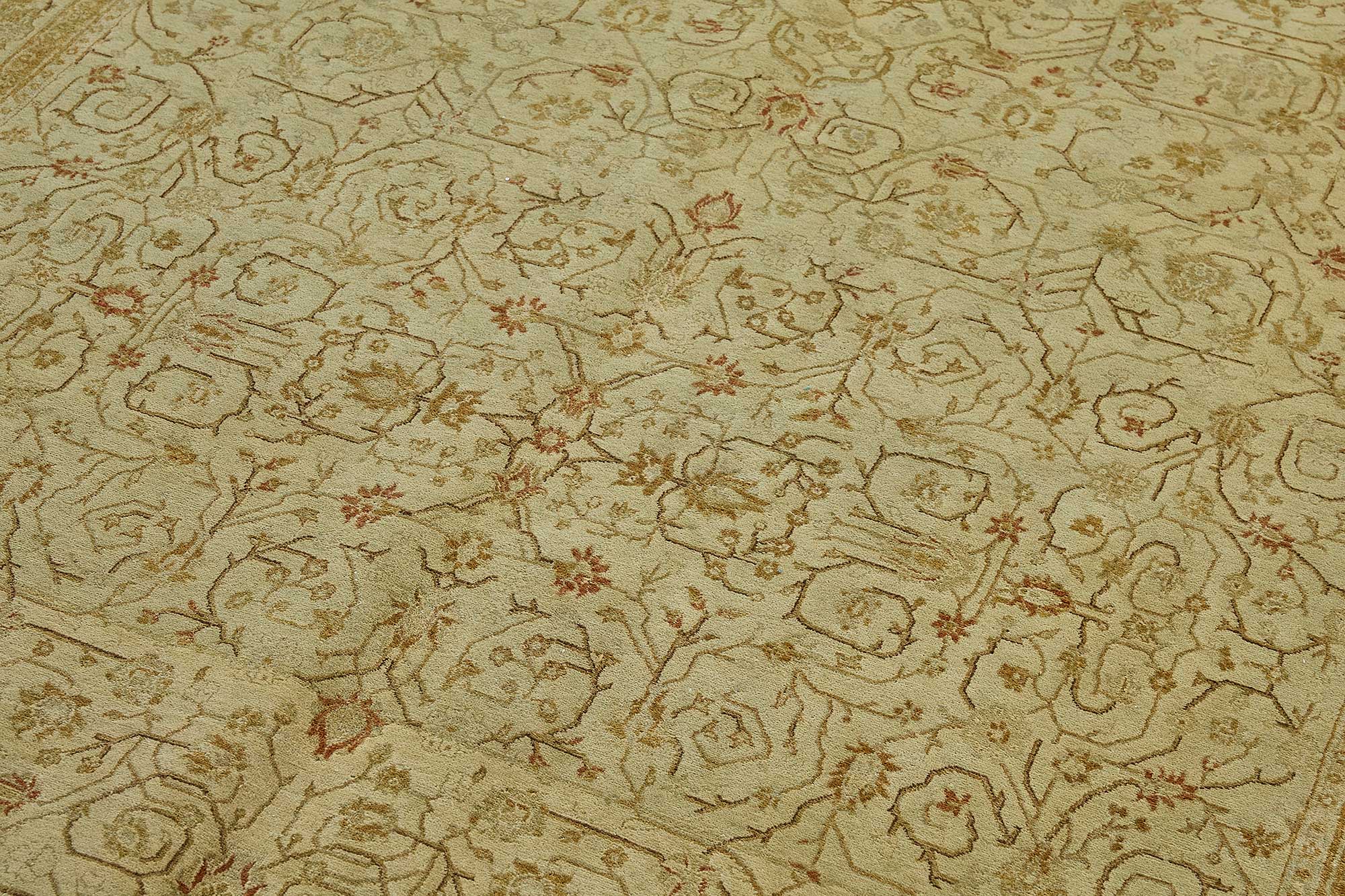 6x9 Beige Traditional Floral Oushak Rug - 51525
