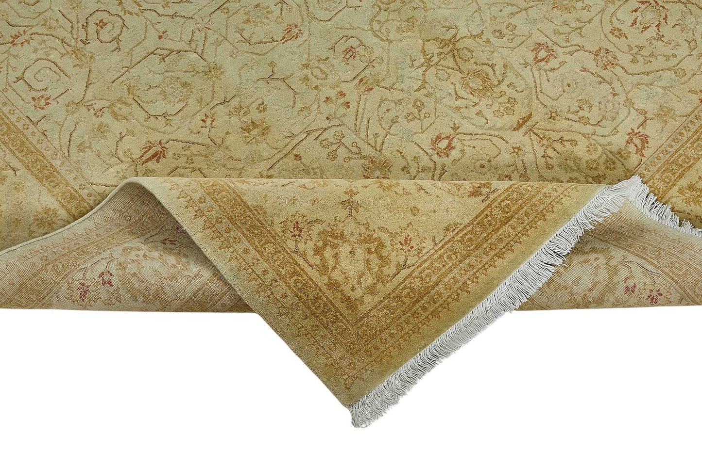 6x9 Beige Traditional Floral Oushak Rug - 51525