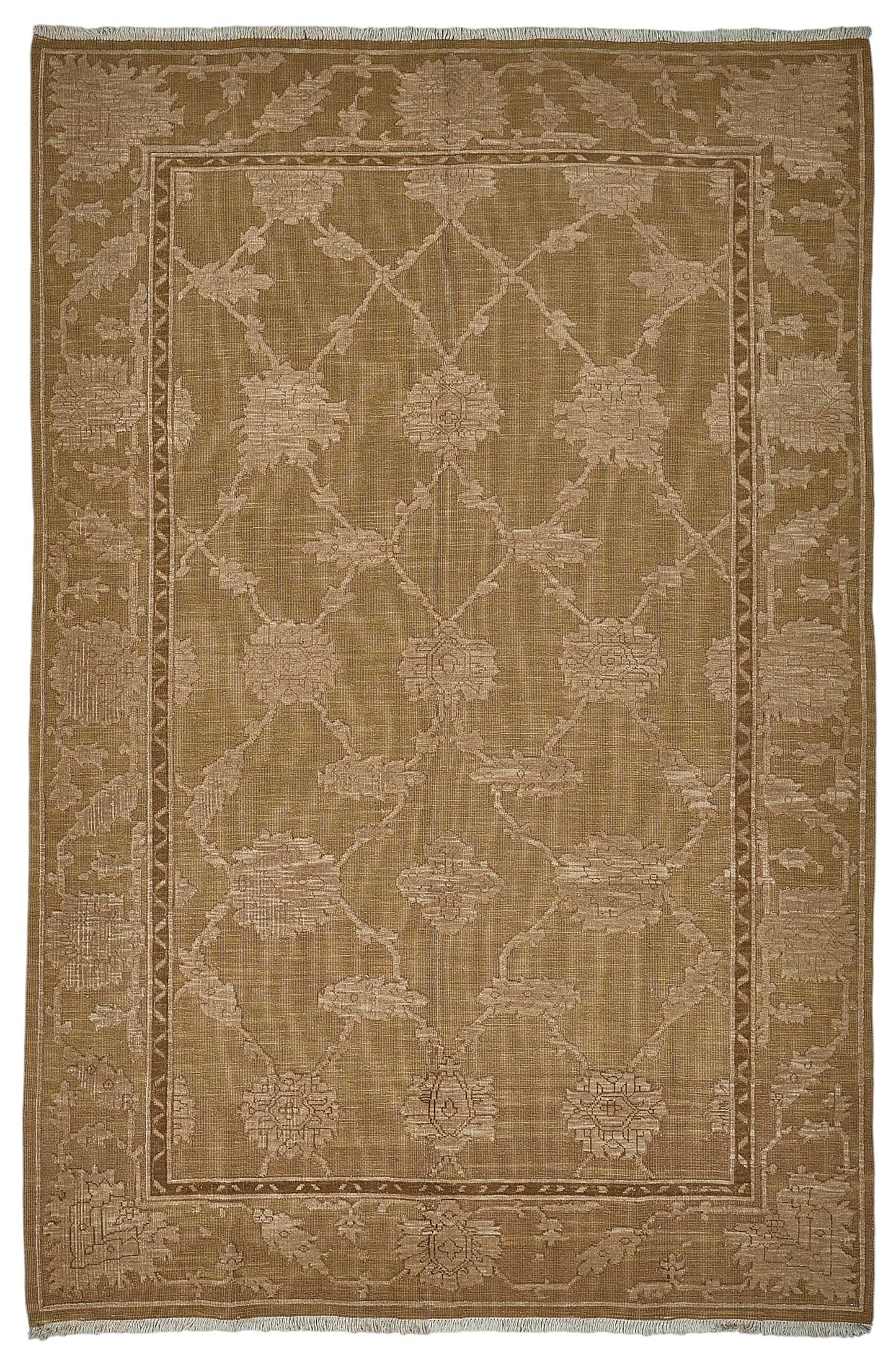 6x9 Brown Turkish Floral Oushak Rug - 51527