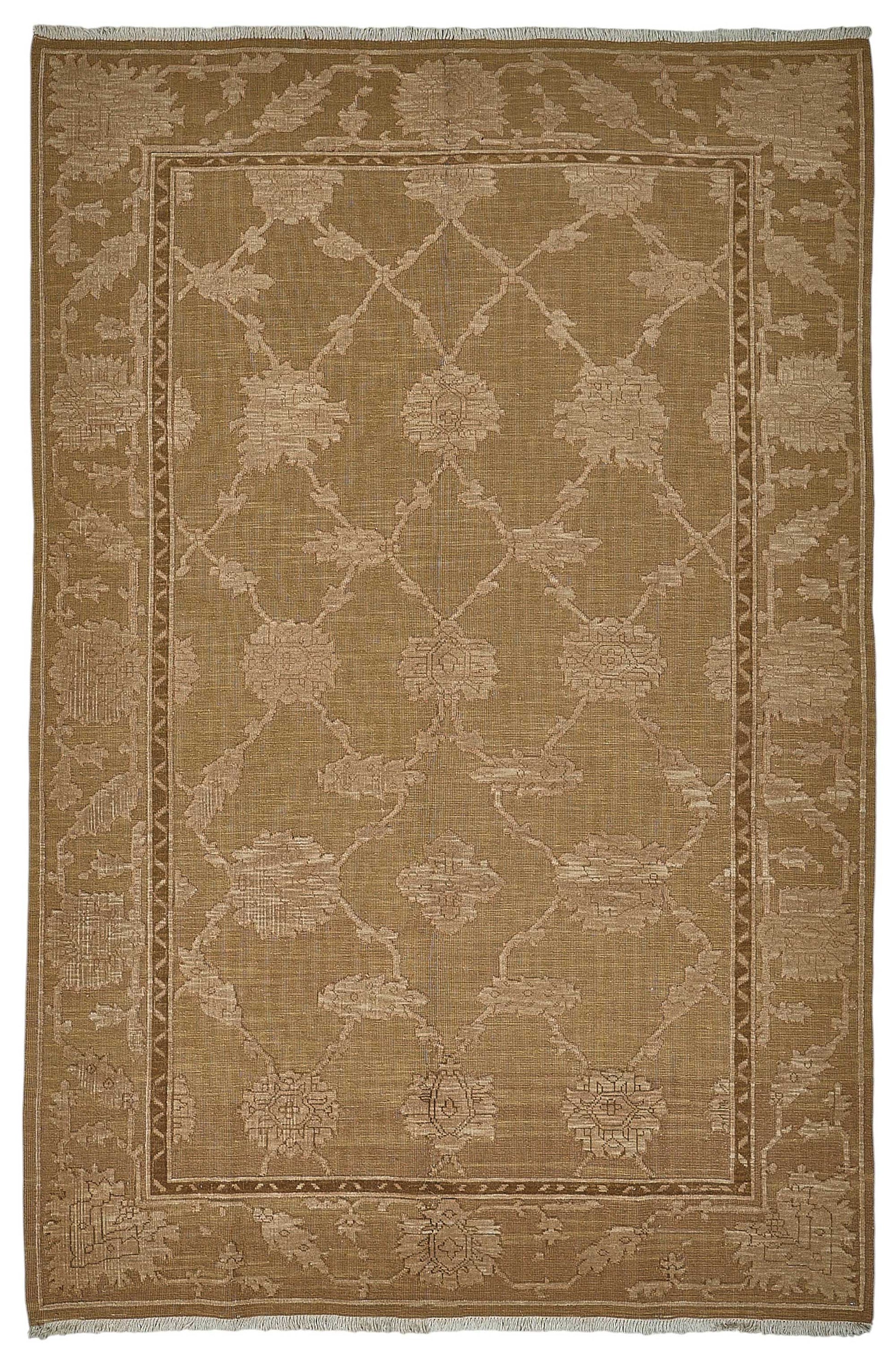 6x9 Brown Turkish Floral Oushak Rug - 51527