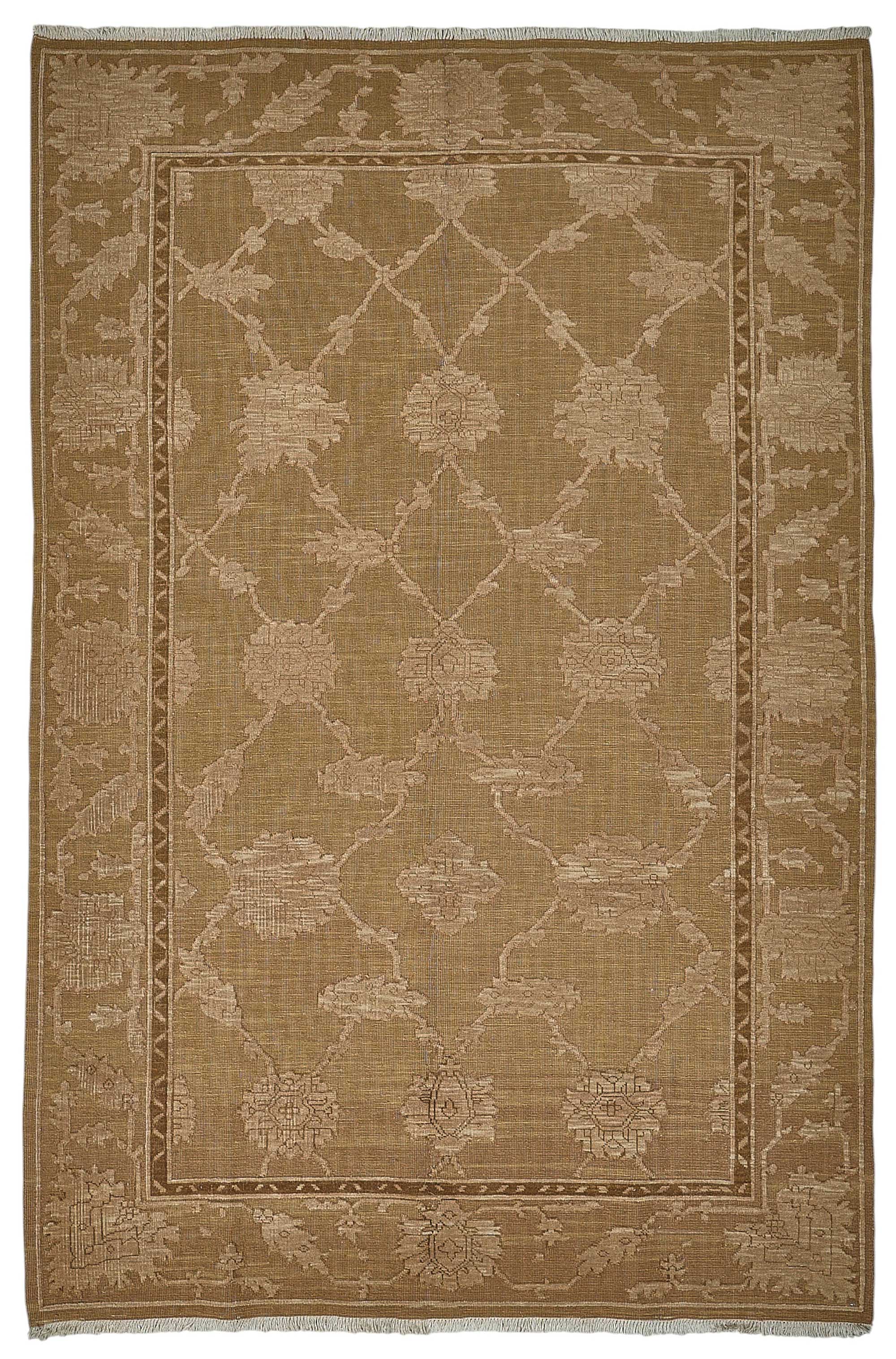 6x9 Brown Turkish Floral Oushak Rug - 51527