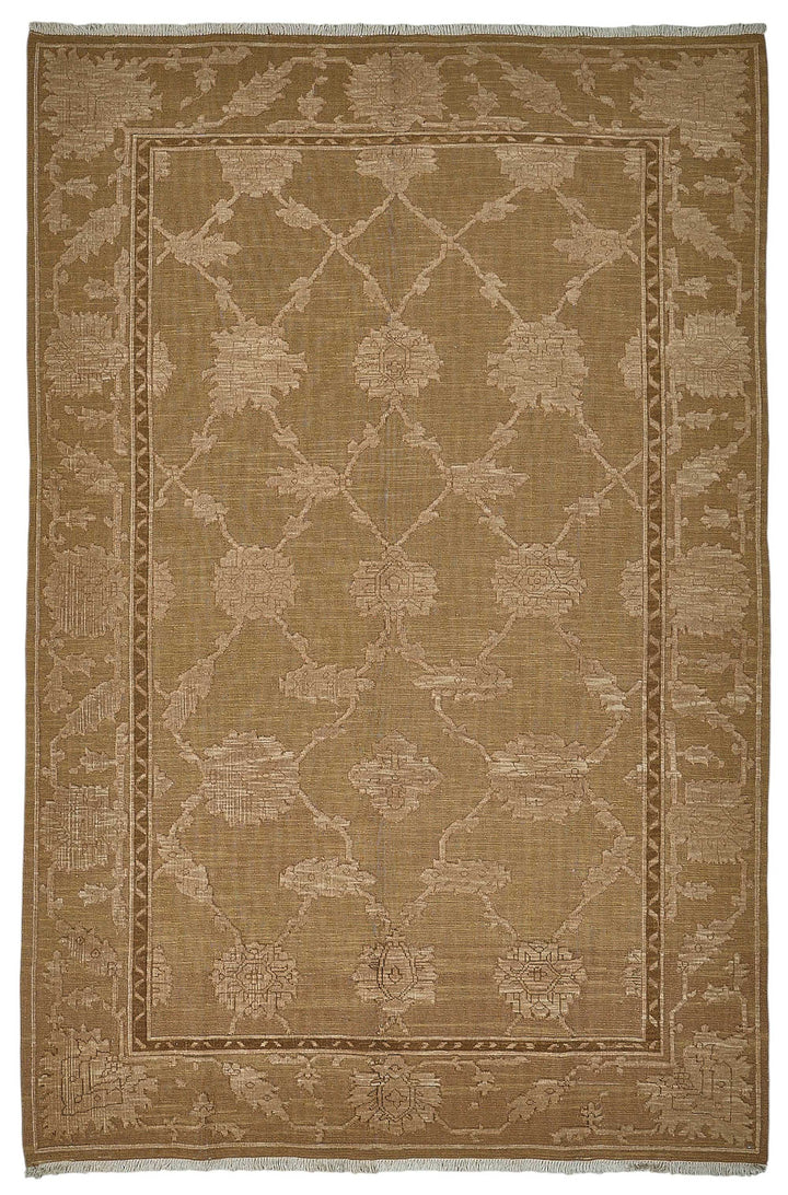 6x9 Brown Turkish Floral Oushak Rug - 51527