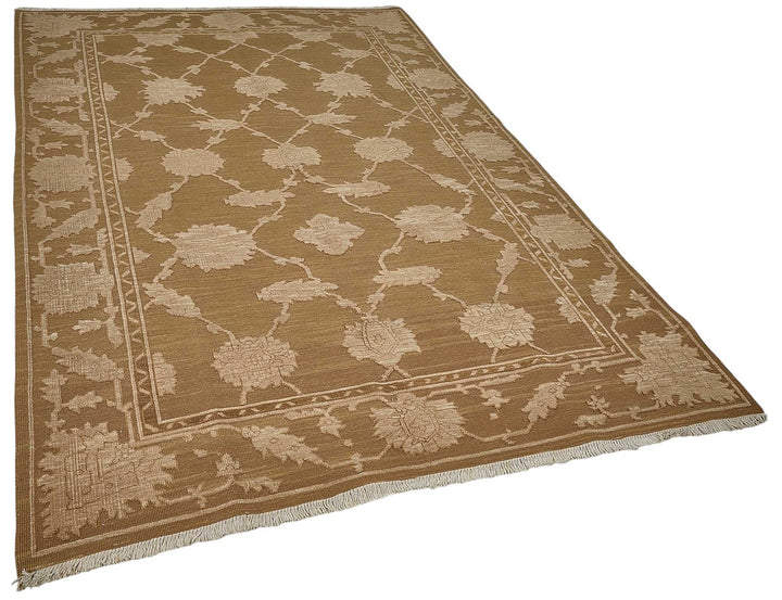 6x9 Brown Turkish Floral Oushak Rug - 51527