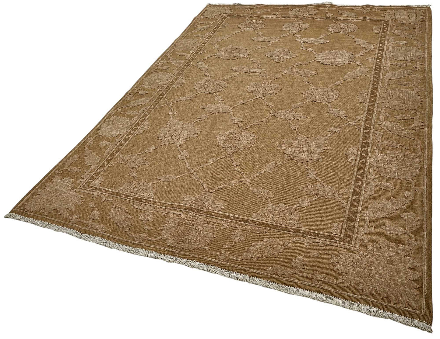 6x9 Brown Turkish Floral Oushak Rug - 51527
