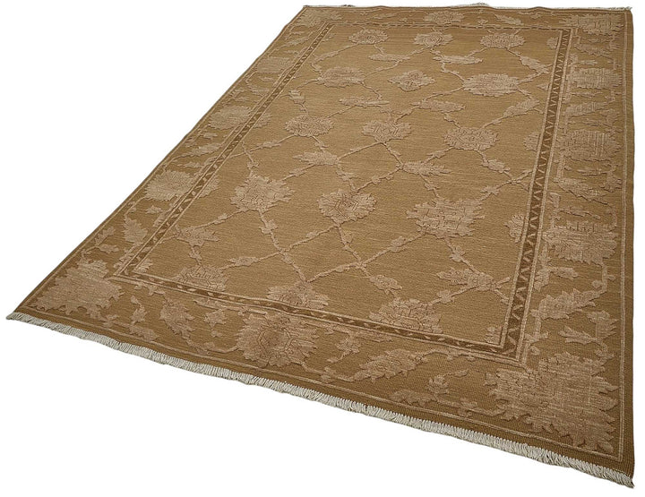 6x9 Brown Turkish Floral Oushak Rug - 51527