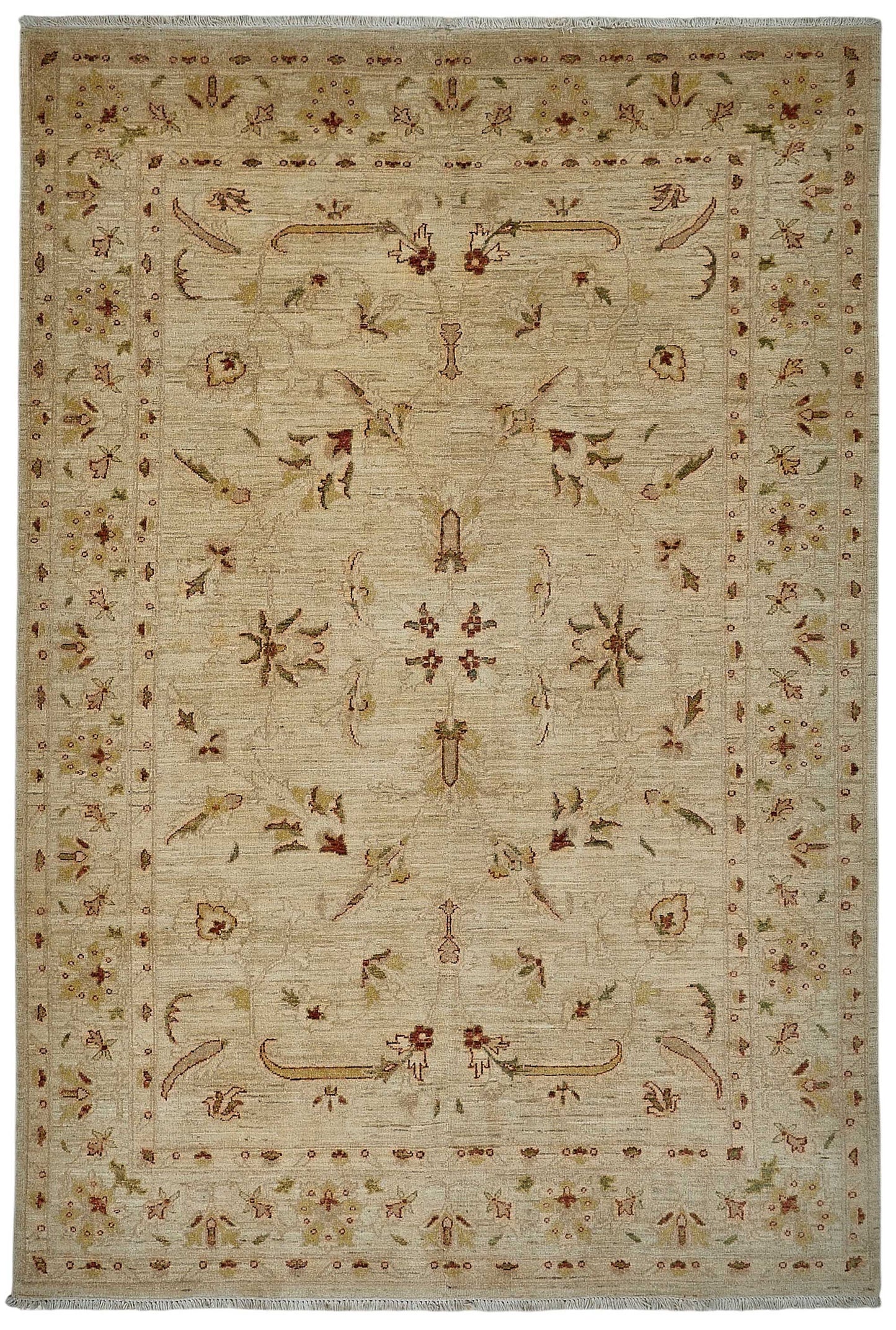 6x10 Beige Handmade Tribal Oushak Rug - 51529