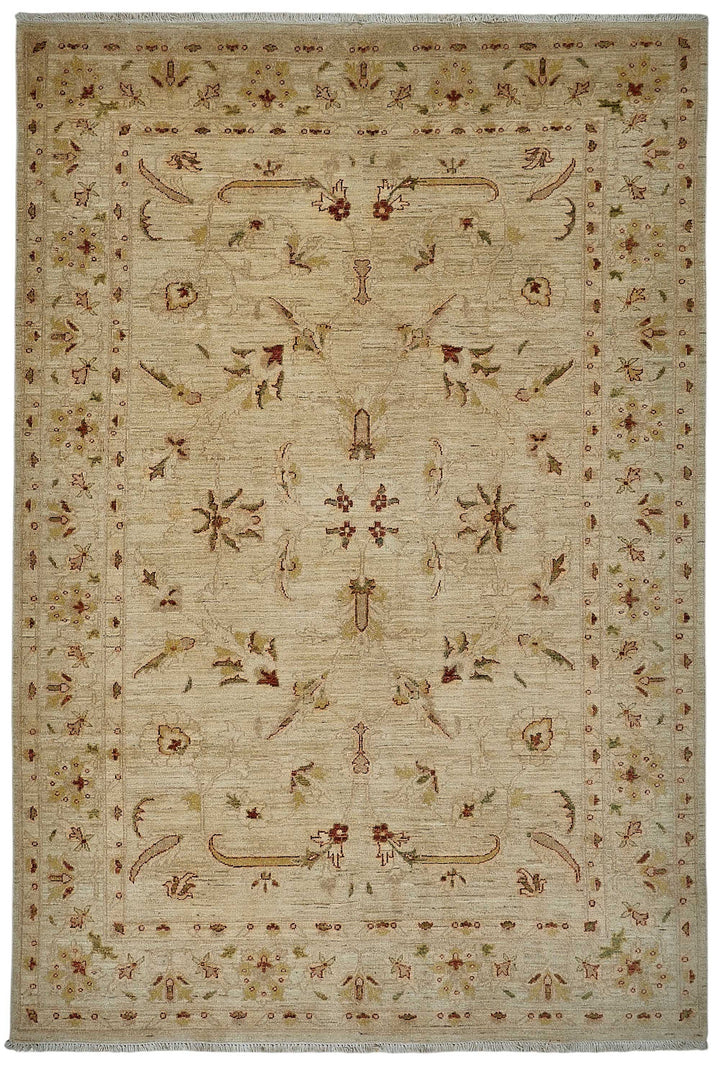 6x10 Beige Handmade Tribal Oushak Rug - 51529