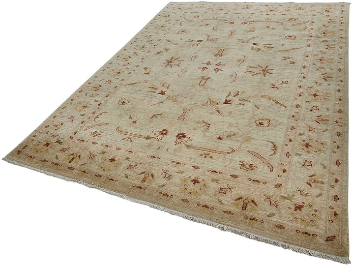 6x10 Beige Handmade Tribal Oushak Rug - 51529