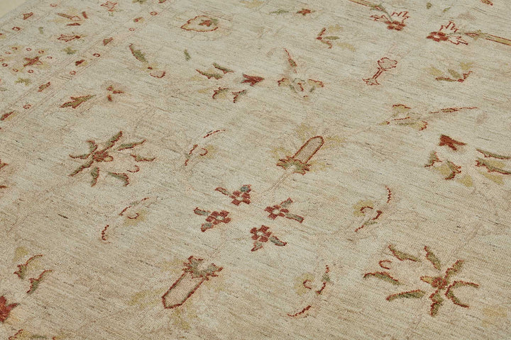 6x10 Beige Handmade Tribal Oushak Rug - 51529