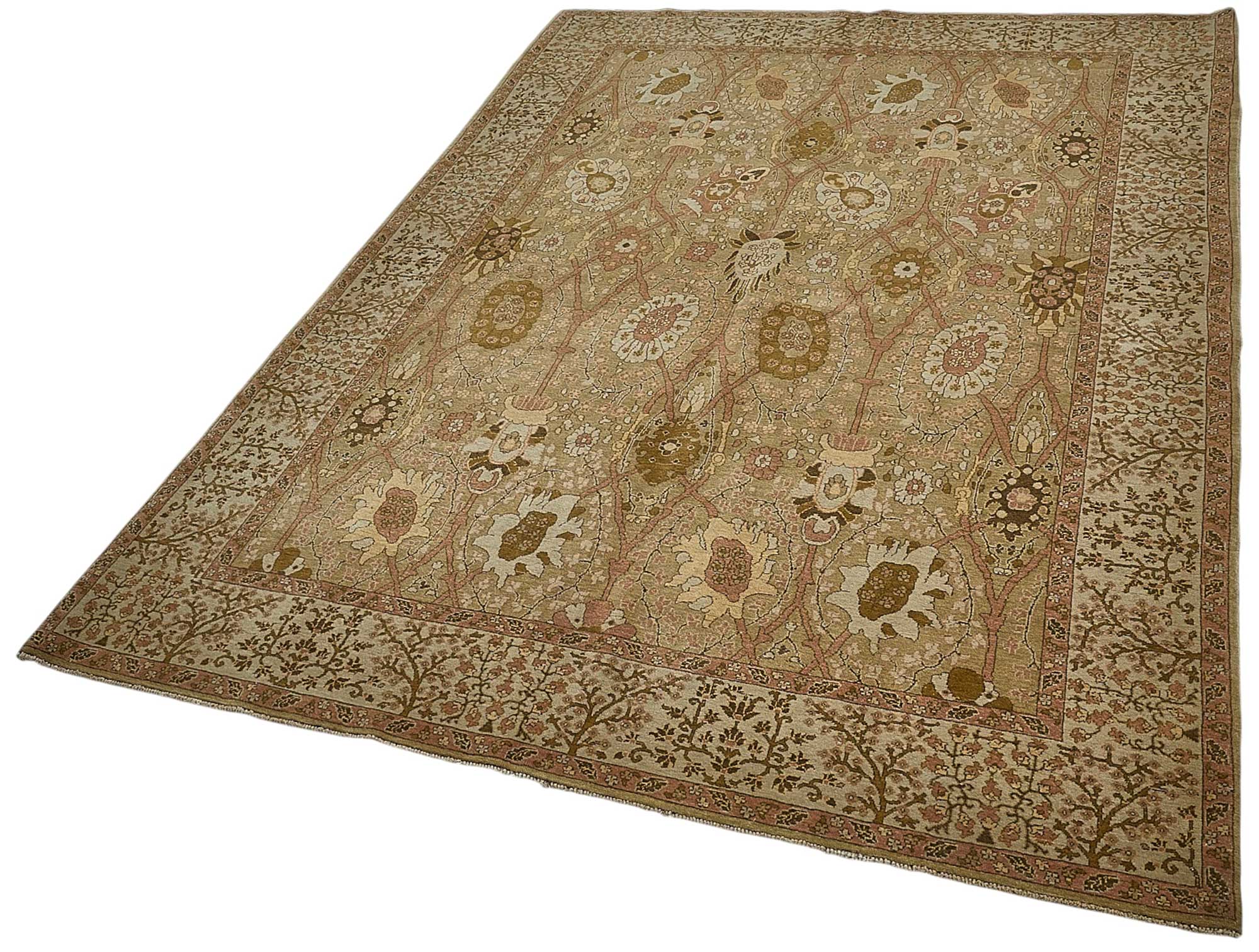 6x8 Beige Traditional Floral Medallion Oushak Rug - 51530