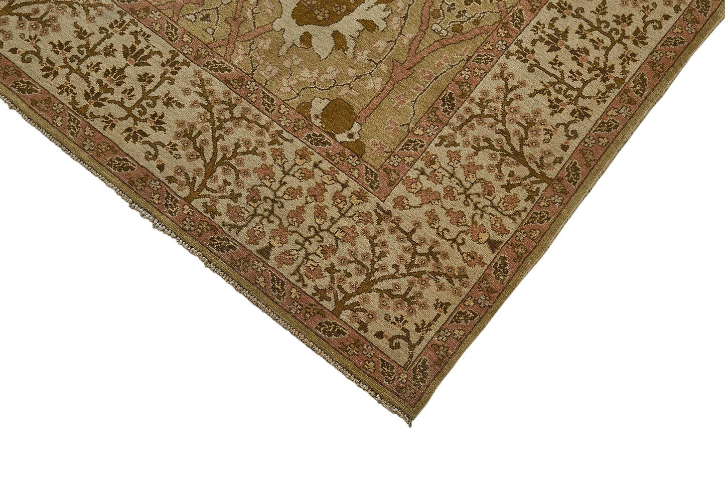 6x8 Beige Traditional Floral Medallion Oushak Rug - 51530