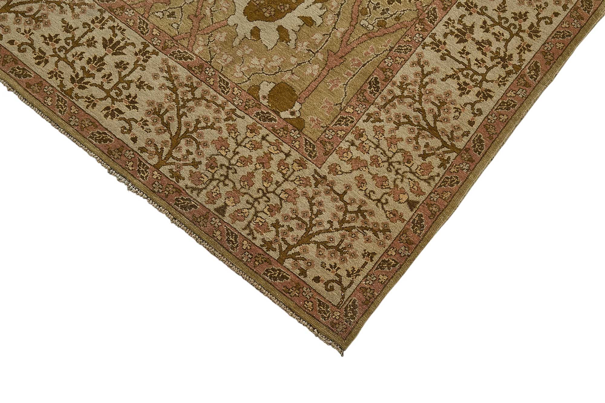 6x8 Beige Traditional Floral Medallion Oushak Rug - 51530